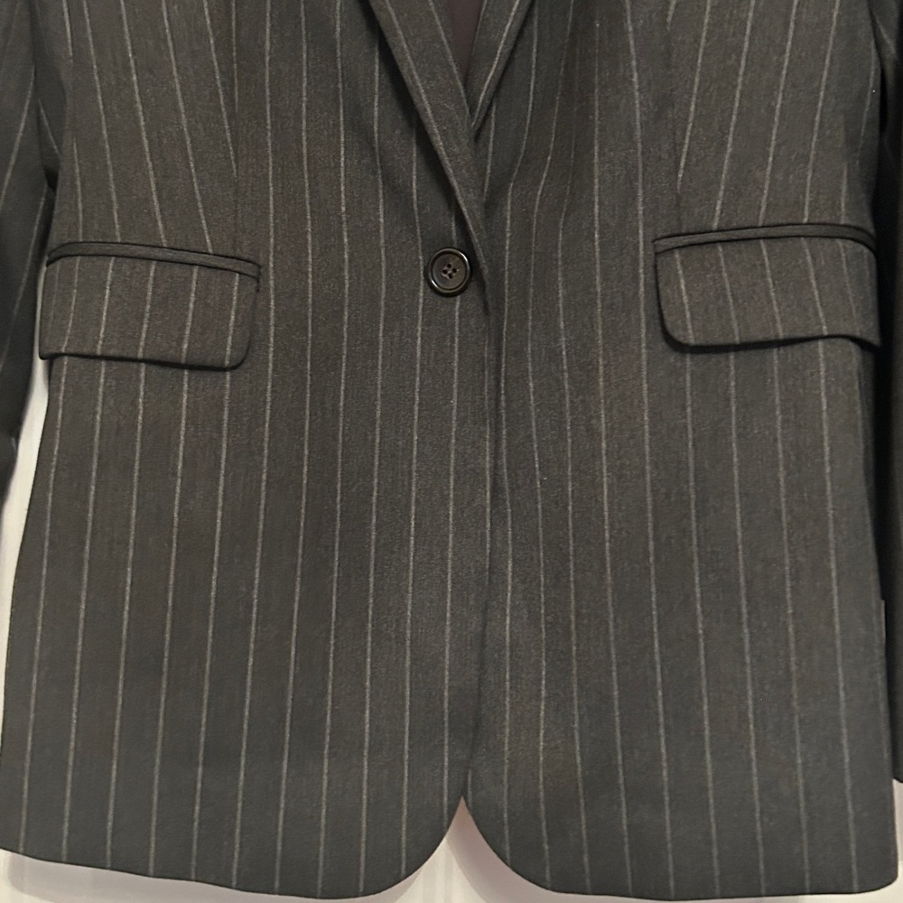 DKNY Charcoal Pinstripe Blazer Skirt Set 16 Career Vintage Professional Polished - Picture 4 of 16